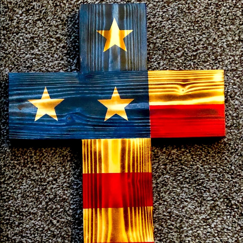 Wooden American Flag Cross